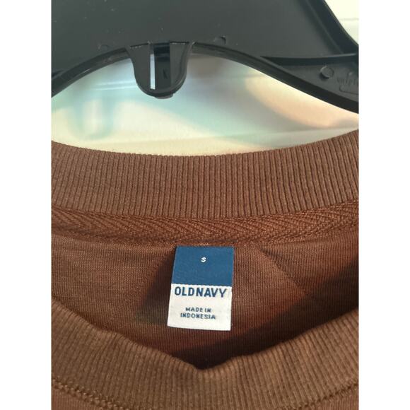 NWT Old Navy Women's Brown Quilted Crew Neck Oversized Sweatshirt Size Small - Picture 3 of 6